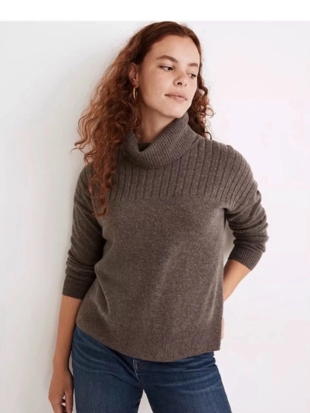 Madewell Hickory Wool Blend Turtleneck Sweater Size Medium - Picture 1 of 11